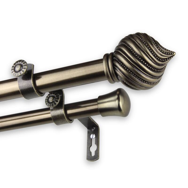 InStyleDesign Mya Adjustable Double Curtain Rod - 28 to 48 inches - Antique Brass