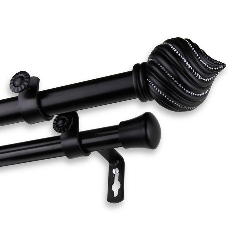 InStyleDesign Mya Adjustable Double Curtain Rod - 28 to 48 inches - Black
