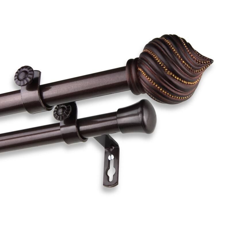 InStyleDesign Mya Adjustable Double Curtain Rod - 28 to 48 inches - Cocoa