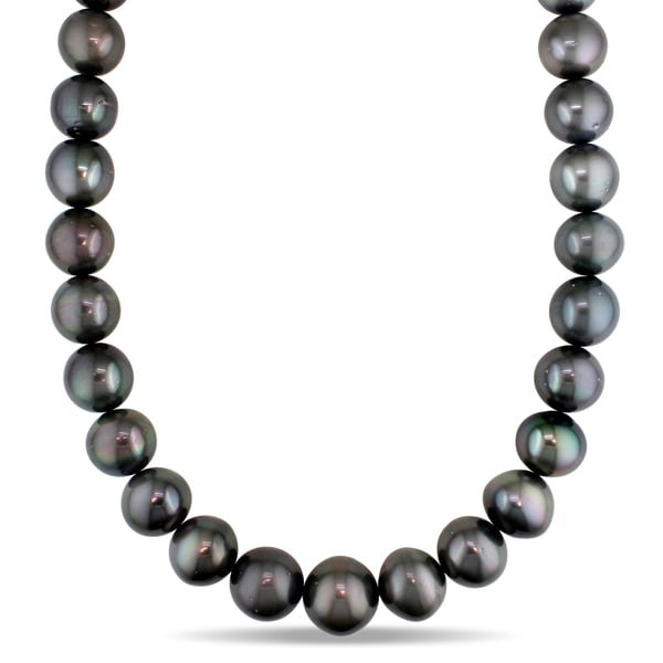 Miadora Signature Collection 14k White Gold Tahitian Pearl and Diamond