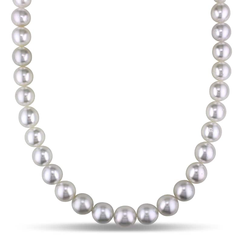 Miadora Signature Collection 14k White Gold South Sea High Luster Pearl and Diamond Accent Necklace (10-12 mm)