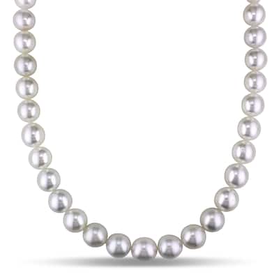 Miadora Signature Collection 14k White Gold South Sea High Luster Pearl and Diamond Accent Necklace (10-12 mm)