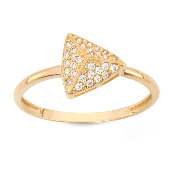 Gioelli 10K Gold Cubic Zirconia Pave Pyramid Ring