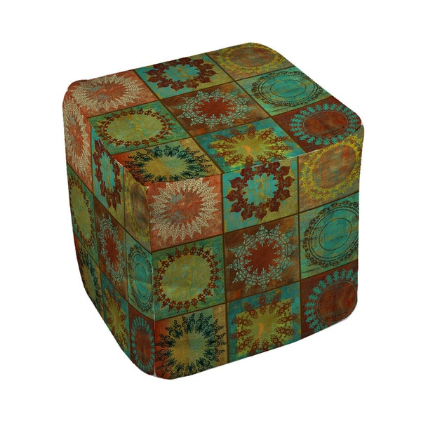 Medallion Grid Pouf