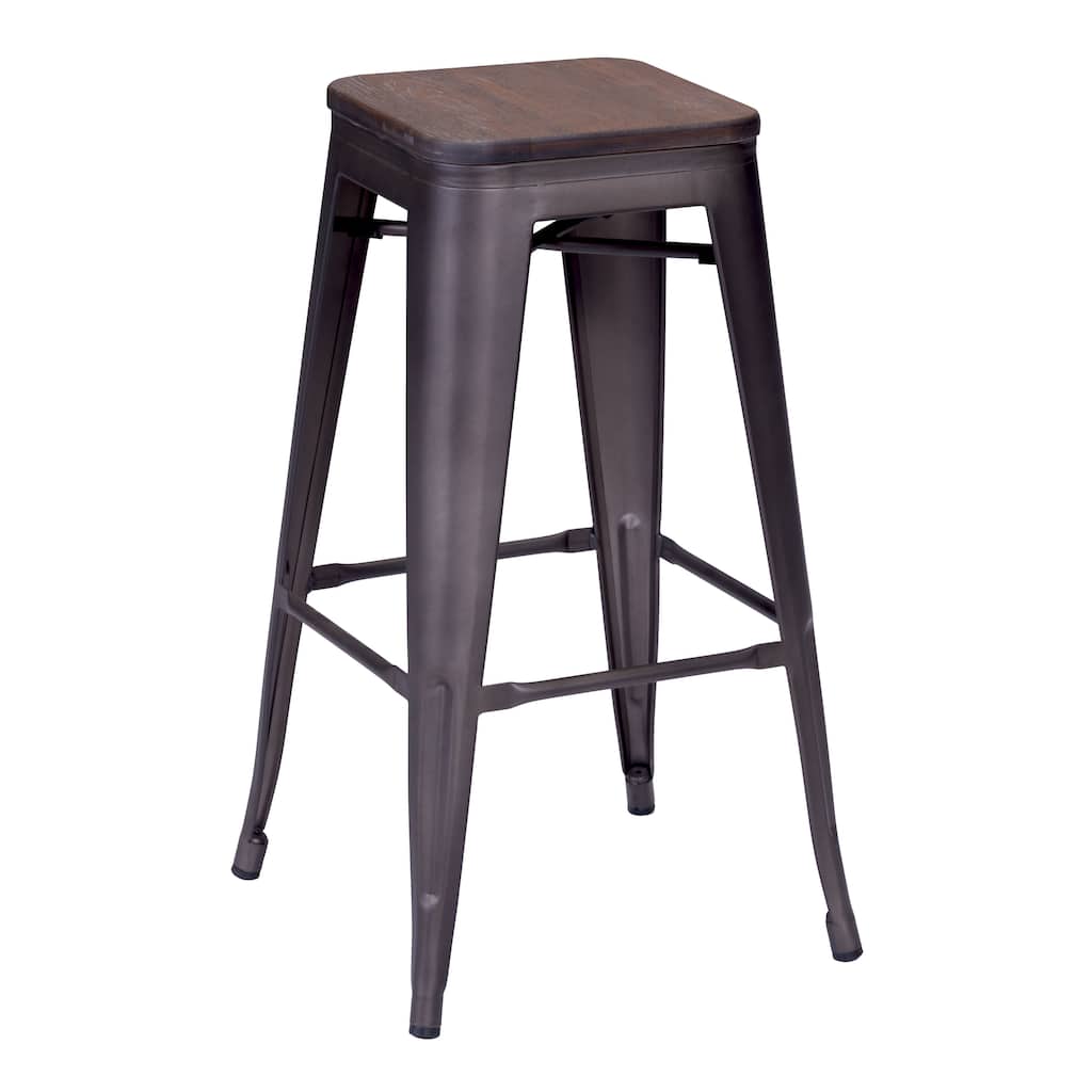 Marius Rustic Wood and Steel 30-inch Barstool