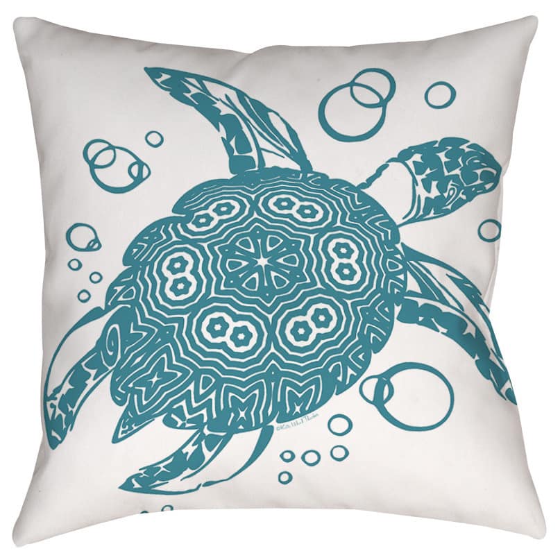 Honu Turtle Teal Decorative Pillow