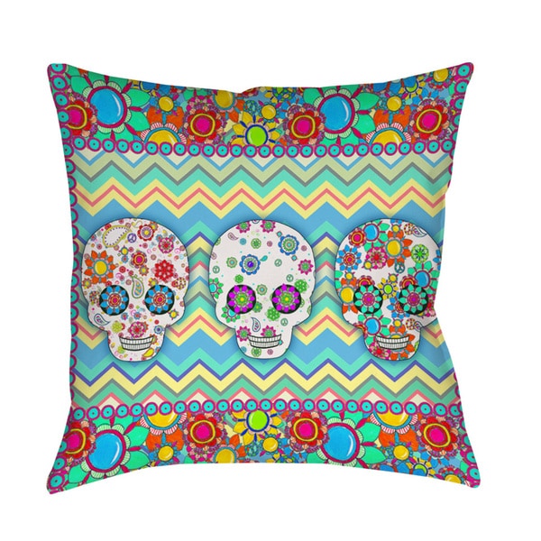 Thumbprintz Sugar Skull Chevron Box Indoor/ Outdoor Pillow  