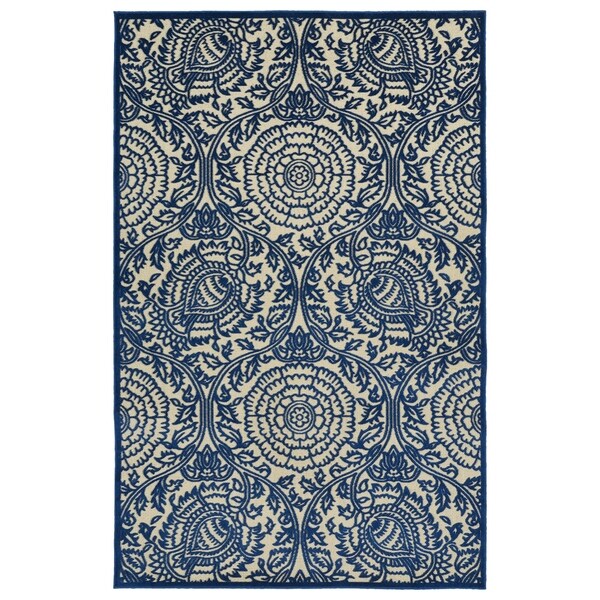 Indoor/Outdoor Luka Navy Zen Rug - 3'10" x 5'8"