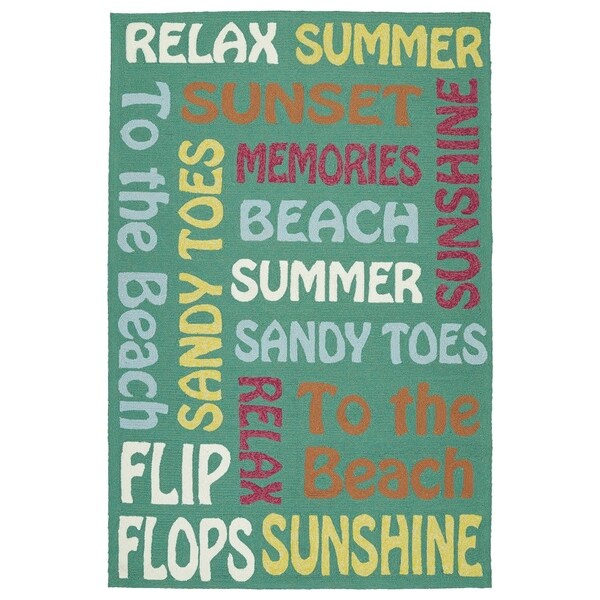 Indoor/Outdoor Handmade Getaway Emerald Summer Rug - 2' x 3'
