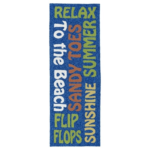 Indoor/Outdoor Handmade Getaway Navy Summer Rug (2'0 x 6'0) - 2' x 6'