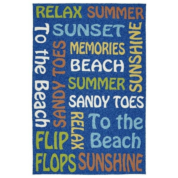Indoor/Outdoor Handmade Getaway Navy Summer Rug (2'0 x 3'0) - 2' x 3'