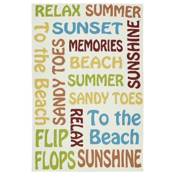 Indoor/Outdoor Handmade Getaway Ivory Summer Rug (4'0 x 6'0) - 4' x 6'