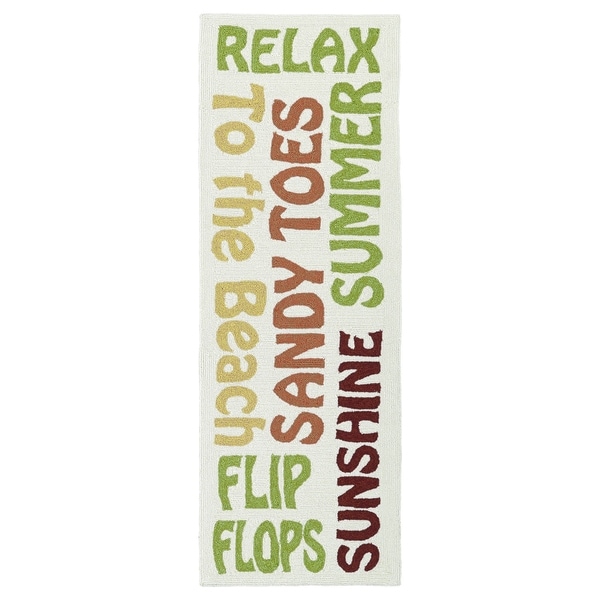 Indoor/Outdoor Handmade Getaway Ivory Summer Rug - 2' x 6'