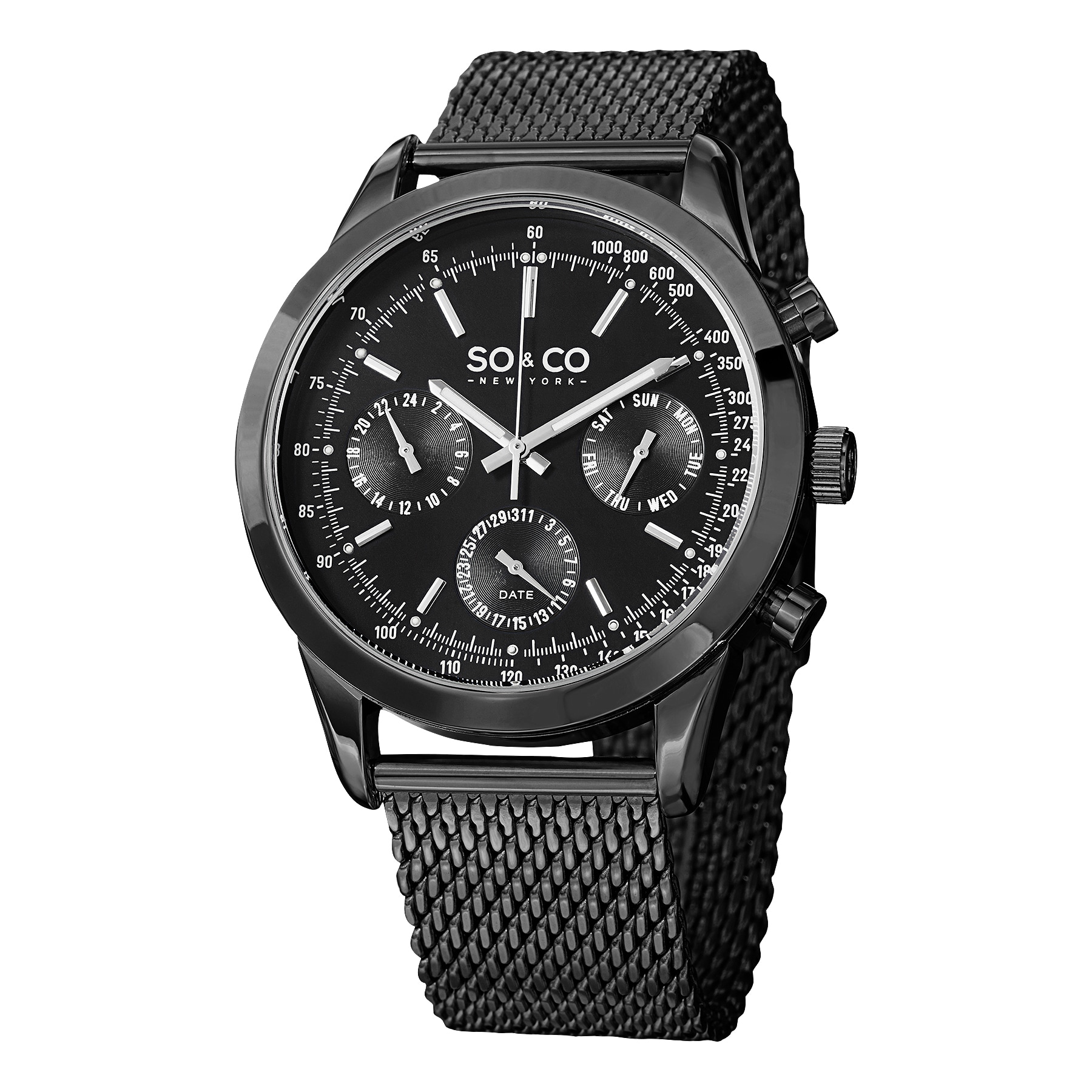 so & co new york men's mesh chronograph watch