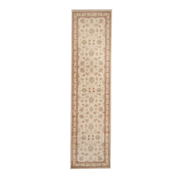 Herat Oriental Afghan Hand knotted Vegetable Dye Oushak Ivory/ Red