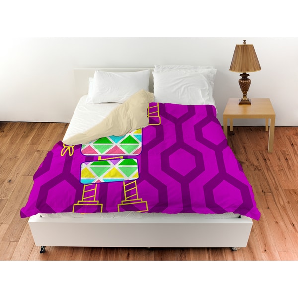 Neon Party Fuchsia Robot Duvet Cover Free Shipping Today Neon Party Fuchsia Robot Duvet Cover