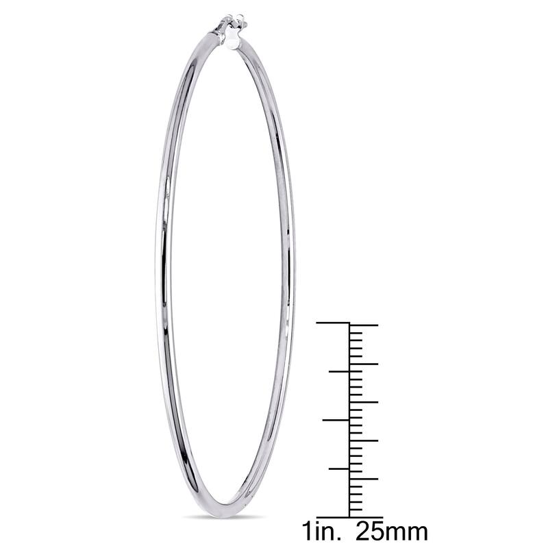 Miadora 10k White Gold Italian Hoop Earrings