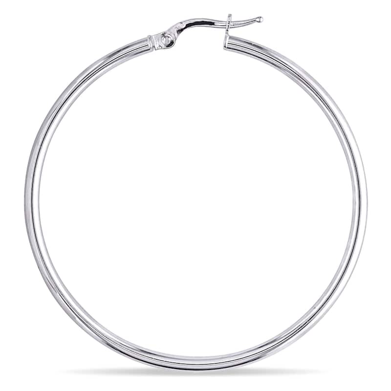 Miadora 10k White Gold Italian Hoop Earrings
