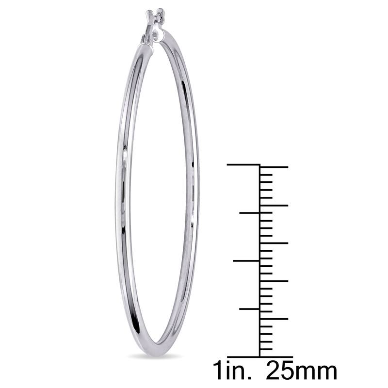 Miadora 10k White Gold Italian Hoop Earrings
