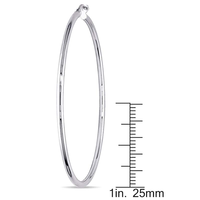 Miadora 10k White Gold Italian Hoop Earrings