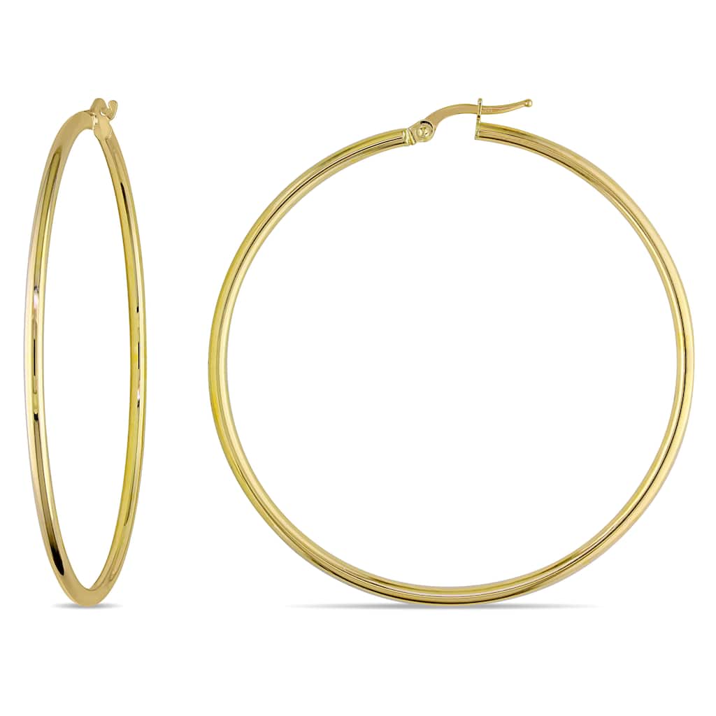 Miadora 10k Yellow Gold Italian 55mm Hoop Earrings