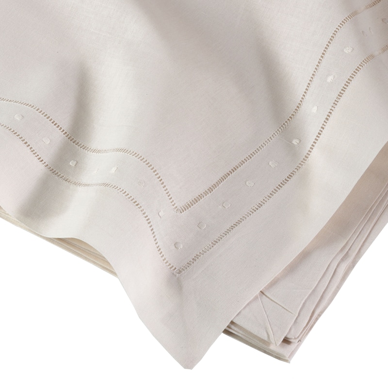 Embroidered and Hemstitched Linen Blend Placemat - set of 4