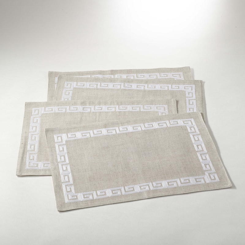 Stitched Greek Key Design Placemat (Set of 4) - White