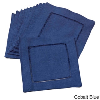 Hemstitched Linen Blend Cocktail Napkins (Set of 12) - On Sale