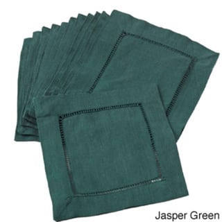 Hemstitched Linen Blend Cocktail Napkins (Set of 12)