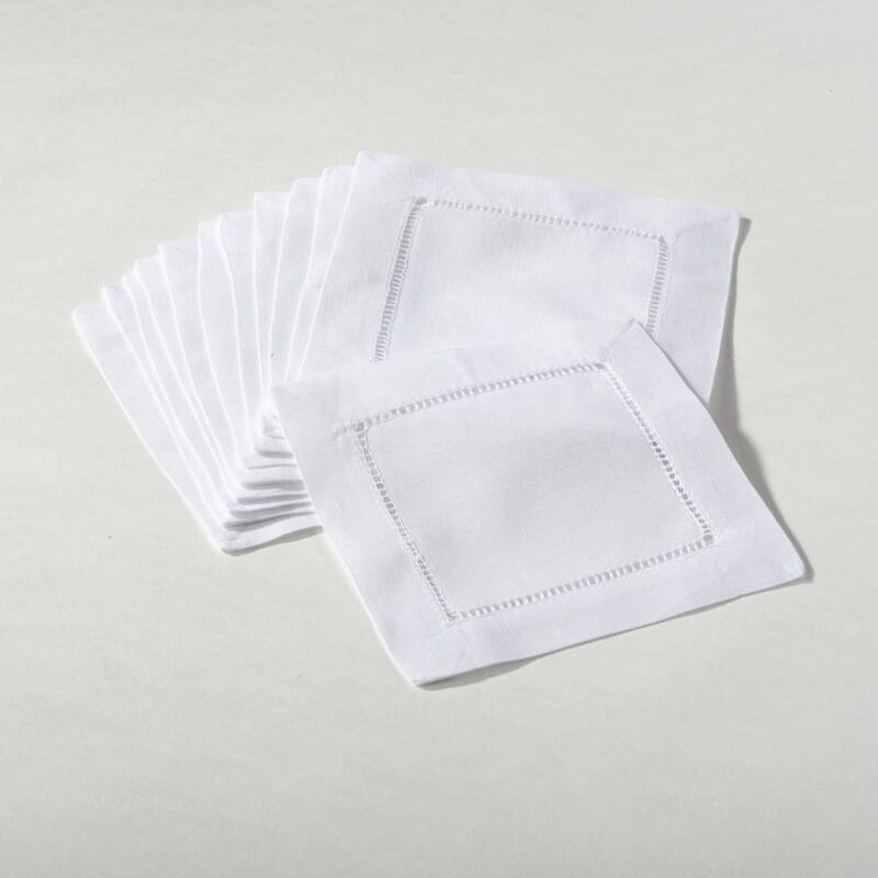 Hemstitched Cocktail Napkin (Set of 12) - White