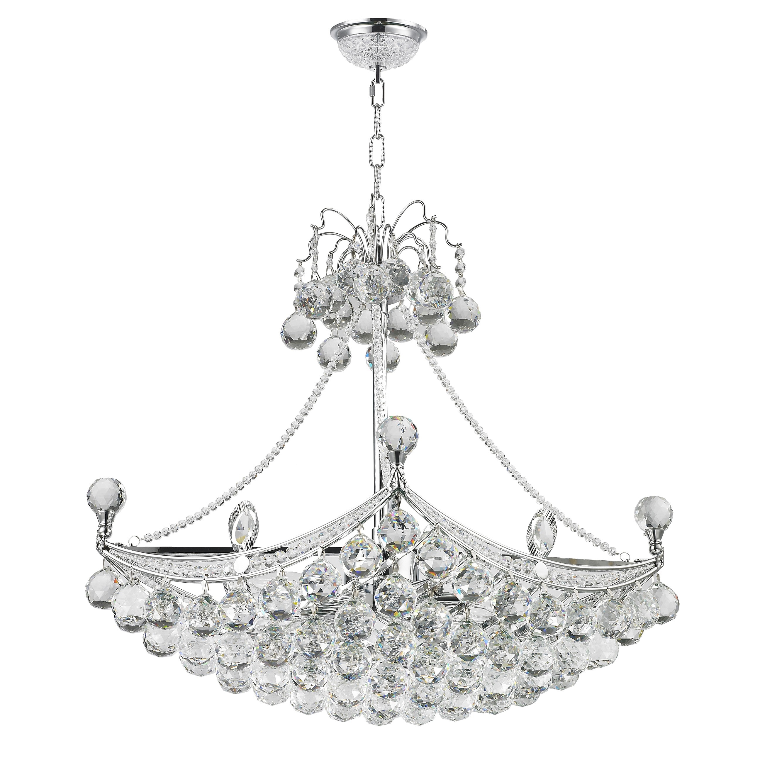 French Empire Full Lead 6-light Crystal Chrome Finish Chandelier (6 light Chrome Finish Crystal Chandelier) - Chandeliers For Bedrooms by Overstock.com