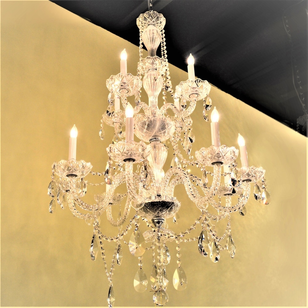 Monaco 12 light Polished Nickel Chandelier Clear Glass Crystal Monaco 12 light Polished Nickel Chandelier Clear Glass Crystal