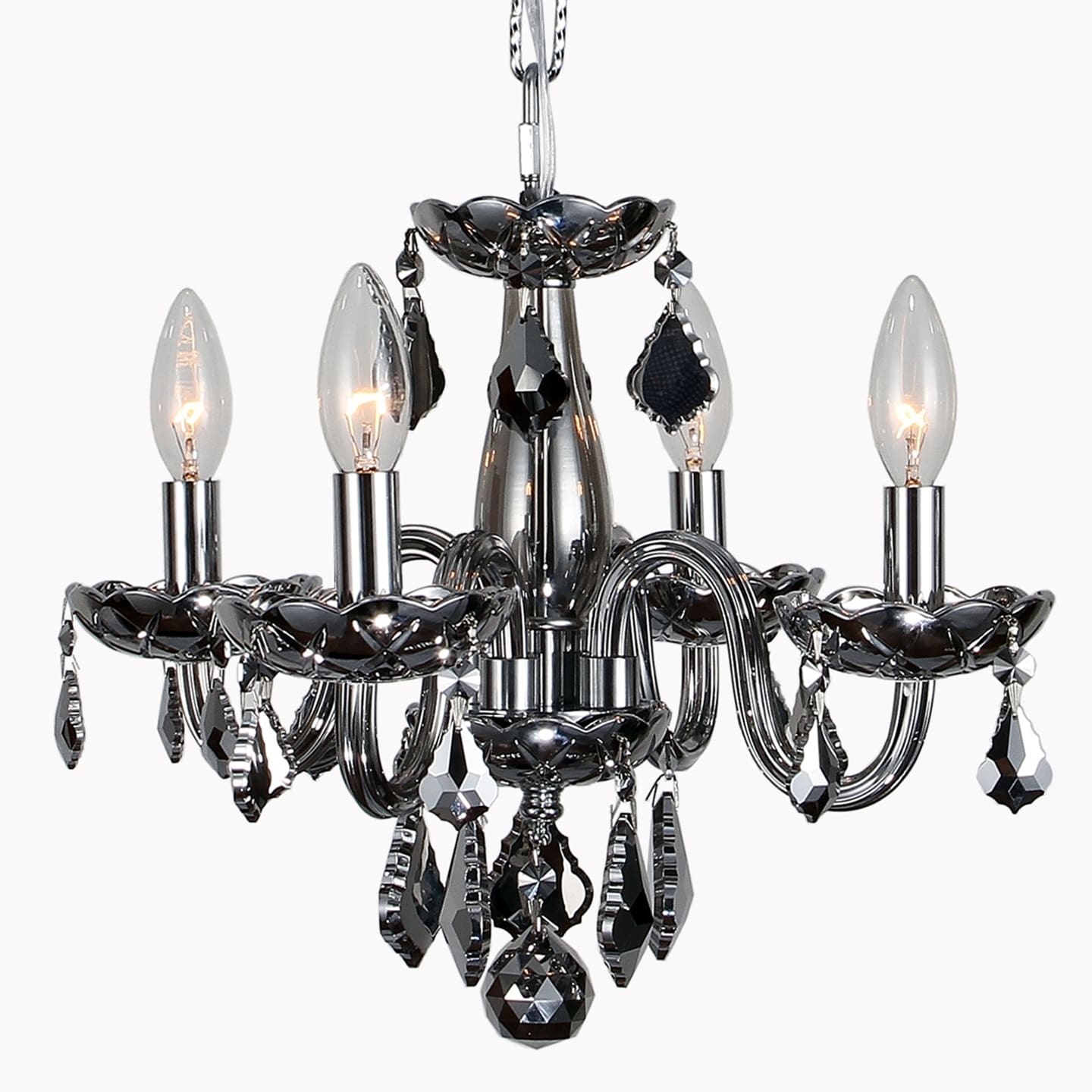 Kids Room Chandelier 4-light Full Lead Chrome Crystal & Chrome Finish 16-inch Mini Chandelier (4 light Chrome Finish Crystal Chandelier) - Chandeliers For Bedrooms by Overstock.com