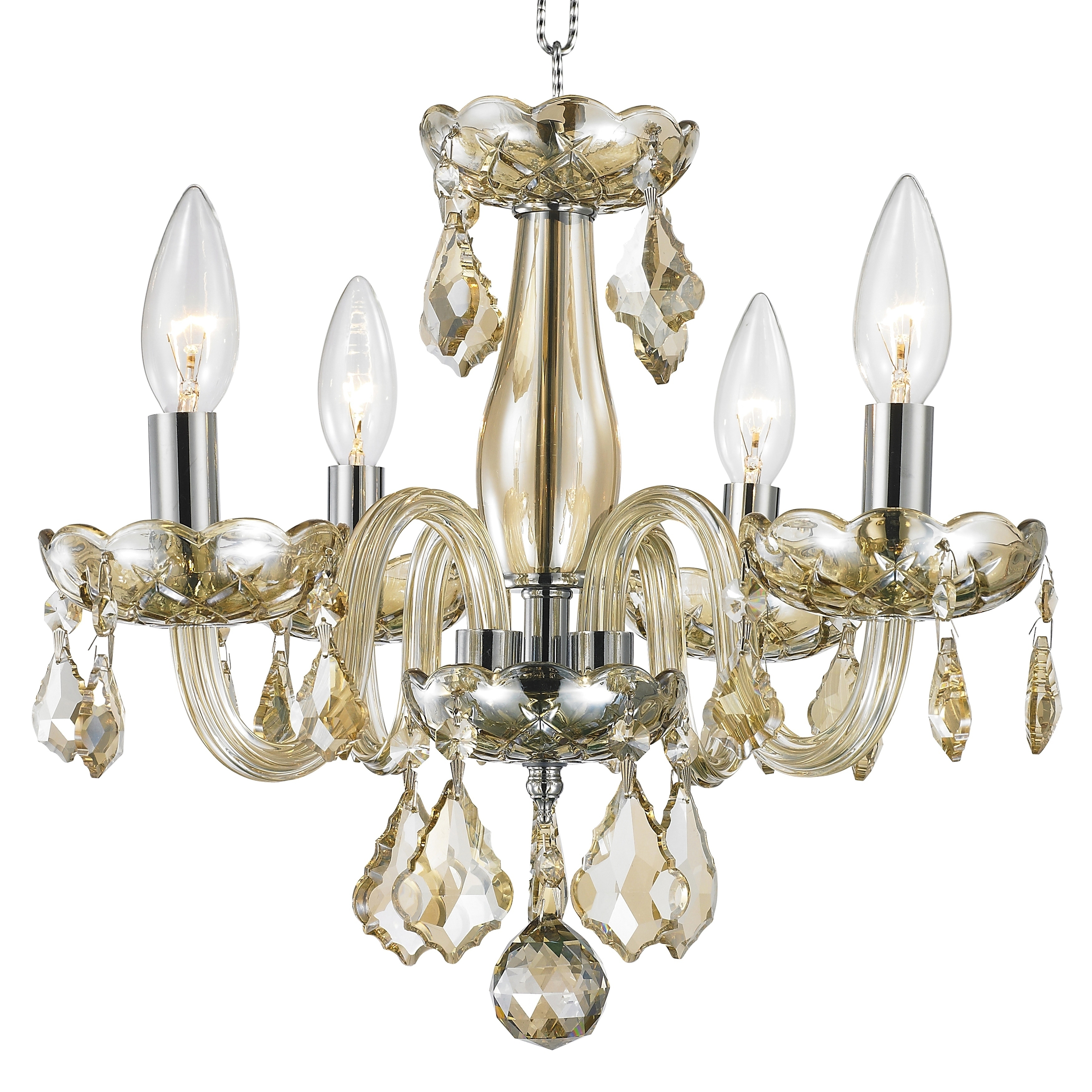 Kids Room Chandelier Metro Candelabra 4-light Full Lead Teak Golden Crystal Chrome Finish Chandelier (4 light Chrome Finish Crystal Chandelier) - Chandeliers For Bedrooms by Overstock.com