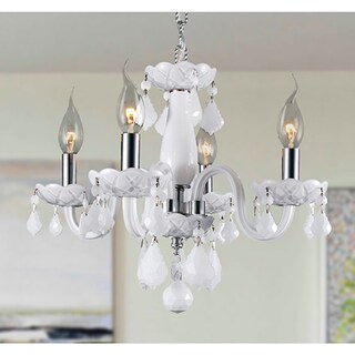 Kids Room Chandelier White Province 4-light Full Lead White Crystal Chrome Finish Chandelier (4 light Chrome Finish Crystal Chandelier) - Chandeliers For Bedrooms by Overstock.com
