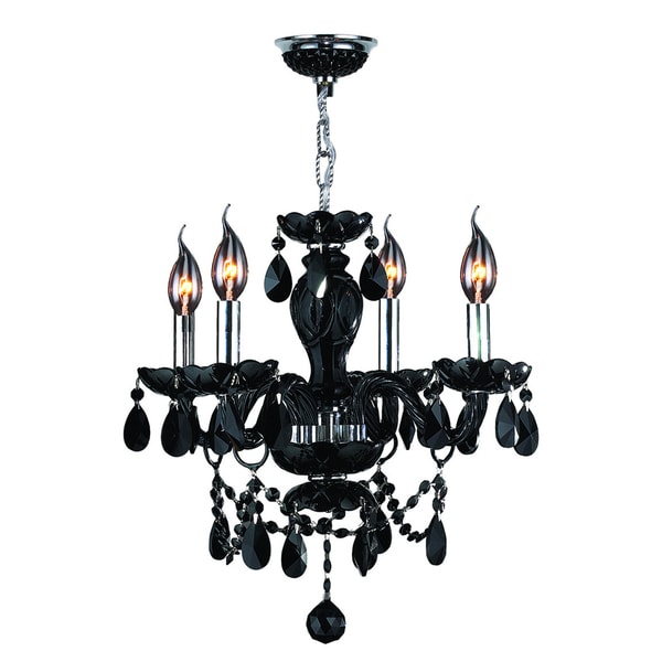 Glamorous 4 light Full Lead Black Crystal Chrome Finish Chandelier