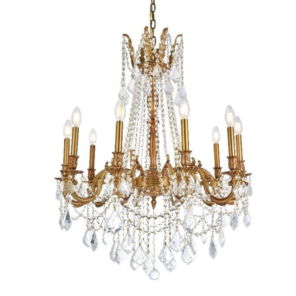 Traditional 10-light French Gold Finish with Full Lead Crystal Chandelier (10 light Crystal Chandelier) - Chandeliers For Bedrooms by Overstock.com