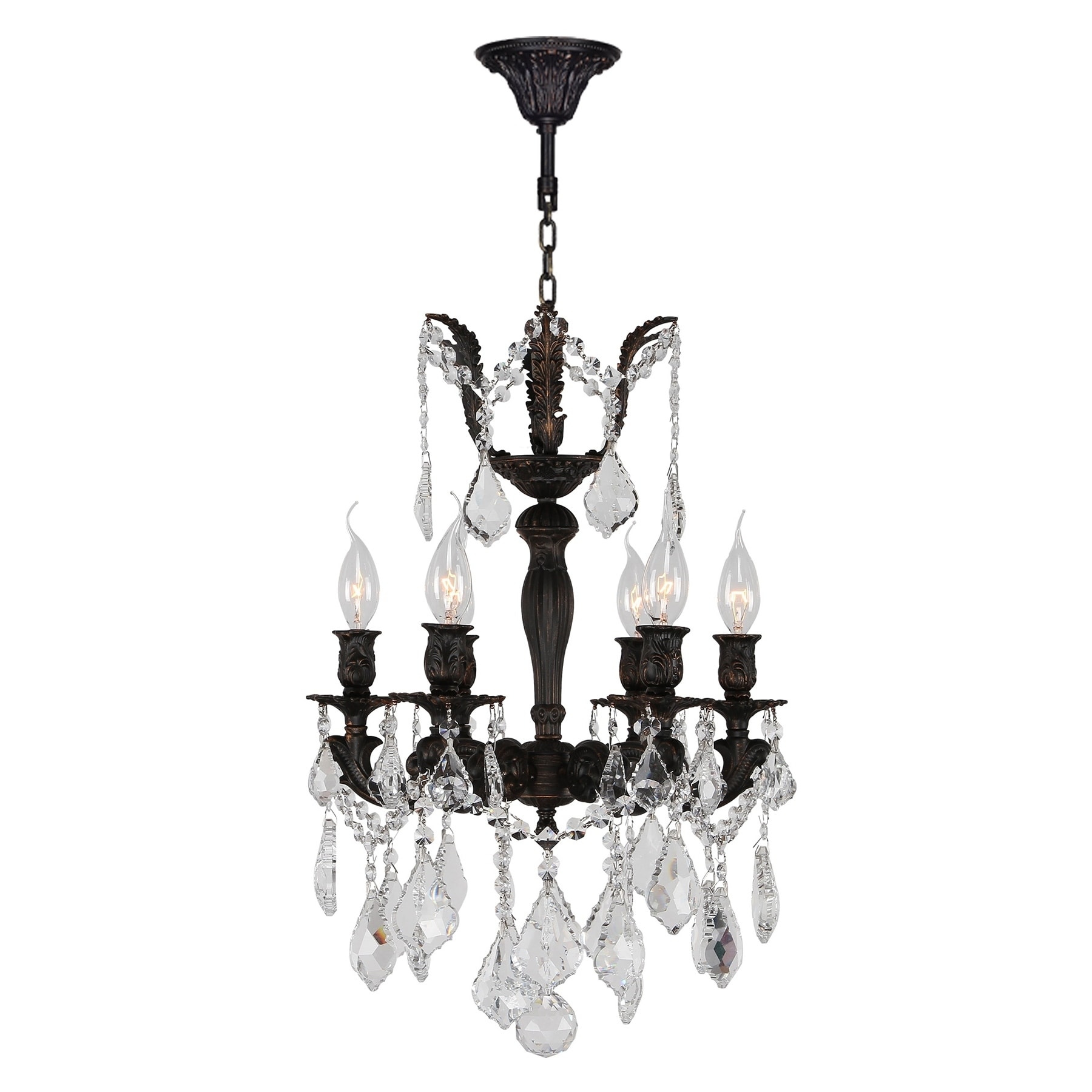 Traditional 6-light Flemish Brass Finish with Full Lead Crystal Chandelier (6 light Crystal Chandelier) - Chandeliers For Bedrooms by Overstock.com