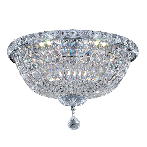 Elegant Lighting Chrome Royal Cut 6 light 16 inch Crystal Clear Flush