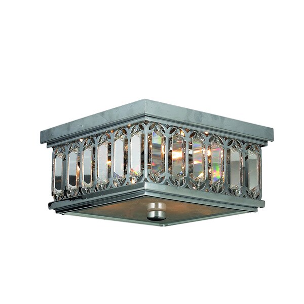 Metro Candelabra 4 Light Chrome Finish And Faceted Crystal 10 Inch Metro Candelabra 4 Light Chrome Finish And Faceted Crystal 10 Inch Square Flush Mount