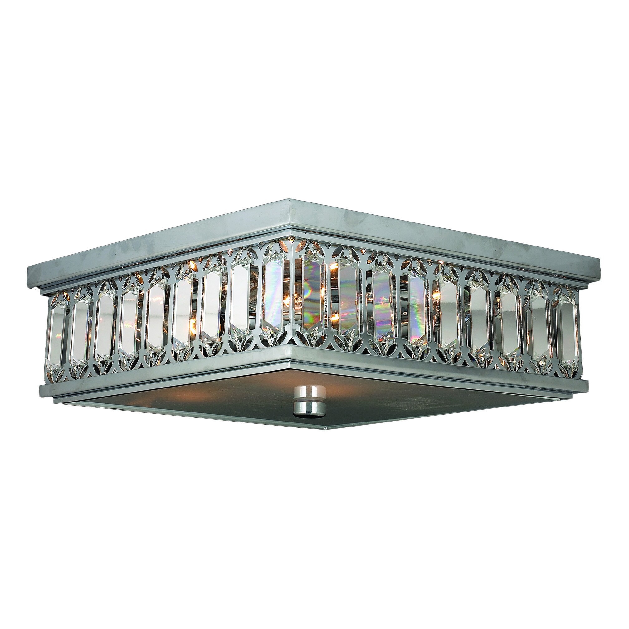 Metro Candelabra 6 Light Chrome Finish Crystal 14 Inch Square Chrome Finish Crystal 14 Inch Square