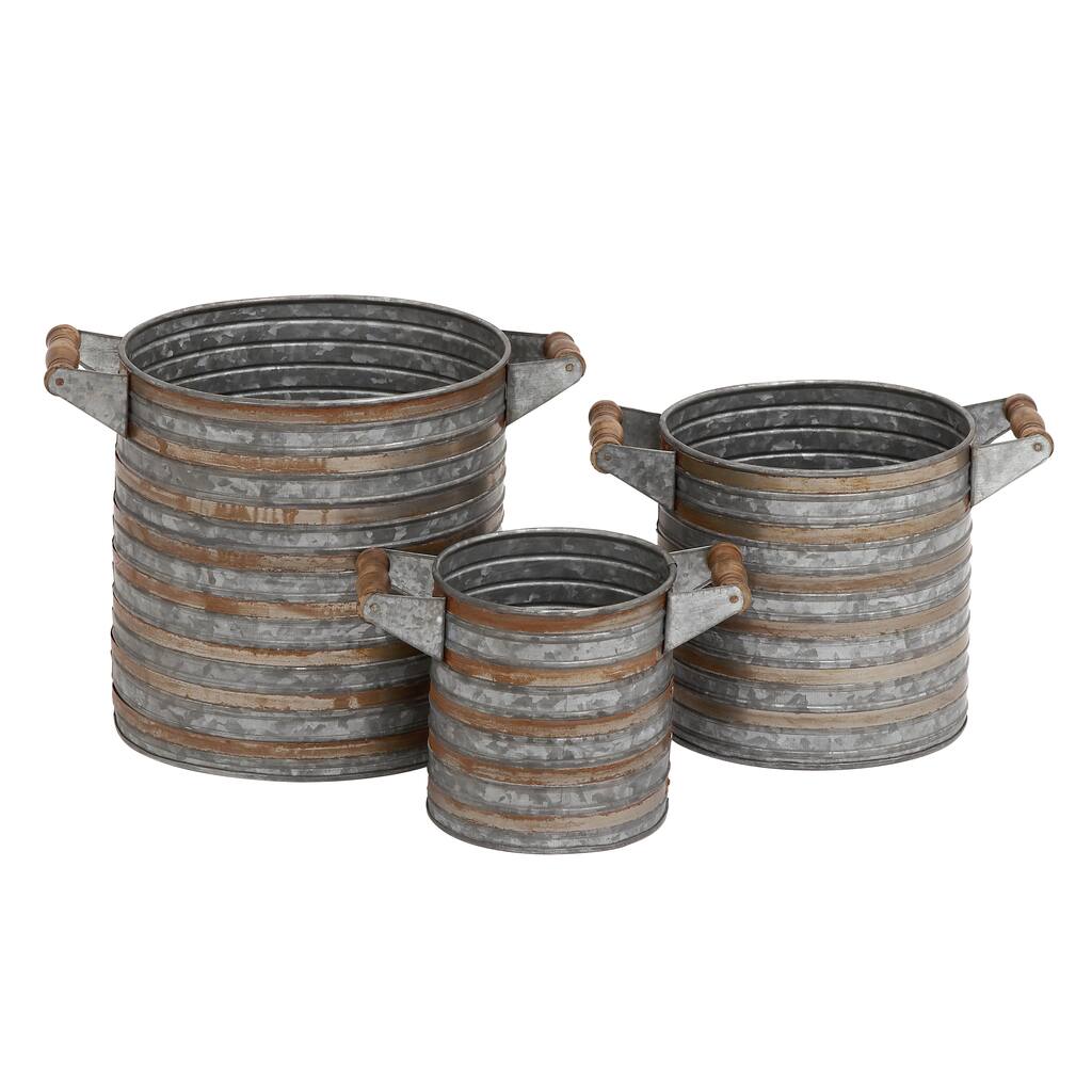 Metal Galvanized Planter (Set of 3)