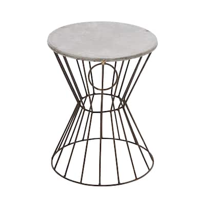 Grey Metal Farmhouse Accent Table 18 x 15 x 15