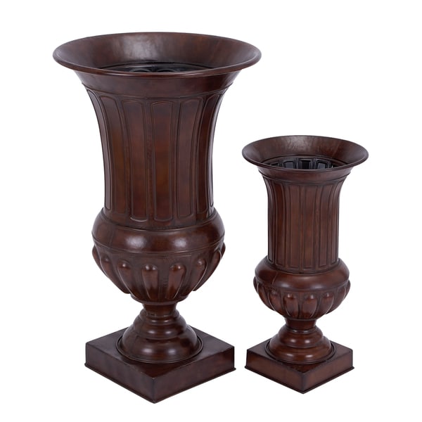 Shop 21inch Red Metal Vase Planter (Set of 2) Free Shipping Today