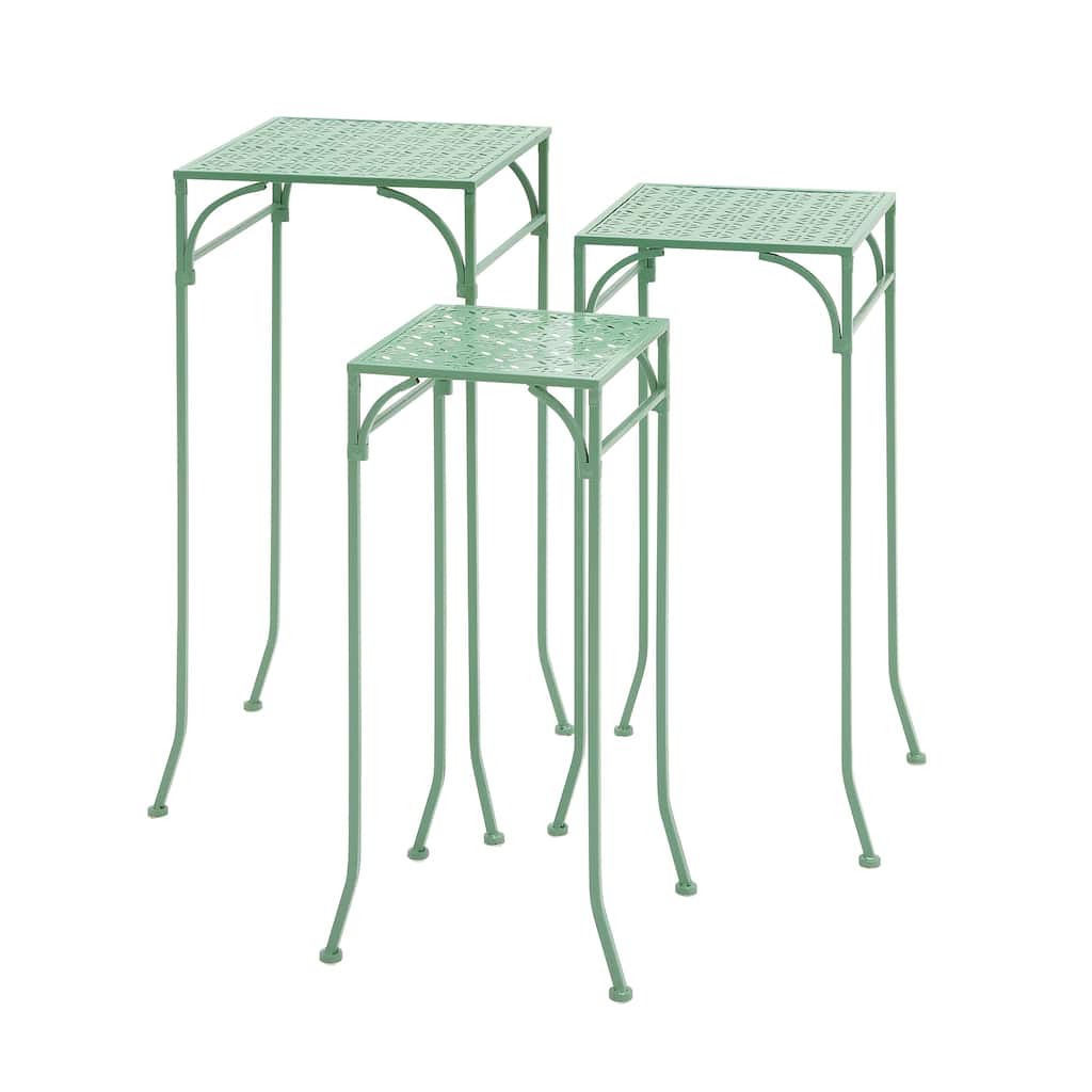 24-inch Green Metal Plant Stand (Set of 3)