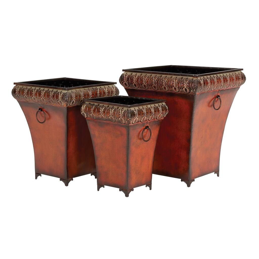 Tuscan-style Metal Planter (Set of 3) - White