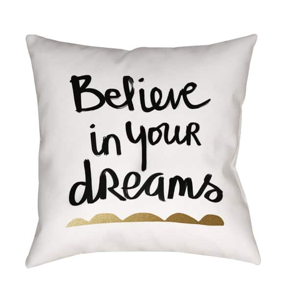 Believe White and Gold Decorative Pillow - Bed Bath & Beyond - 10116525