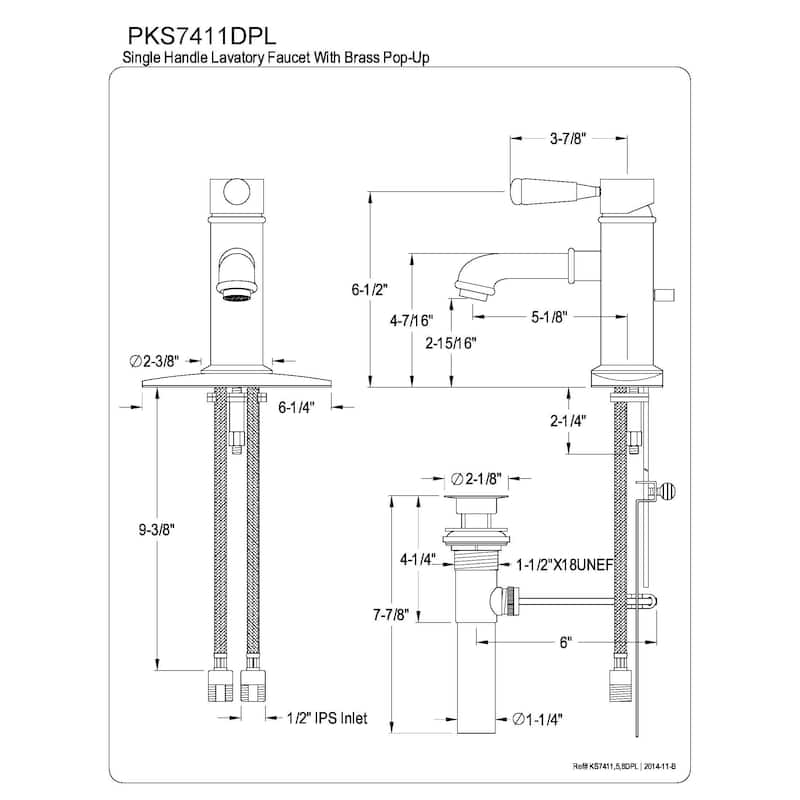 Kingston Brass Single-Hole Chrome Bathroom Faucet - Silver