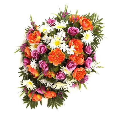 Sage & Co 36-inch Mixed Peony Headstone Spray - Orange