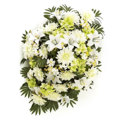 Sage & Co 36-inch Mixed Dahlia Headstone Spray - White